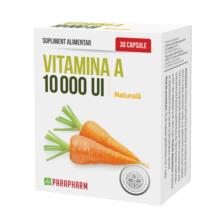 Vitamina A 10000 UI 30 capsule - Parapharm – ANGELICA`S ESSENTIALS