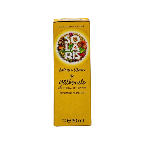 Solaris - 30ml bottle of calendula extract with anti-inflammatory, healing, and antibacterial properties.
