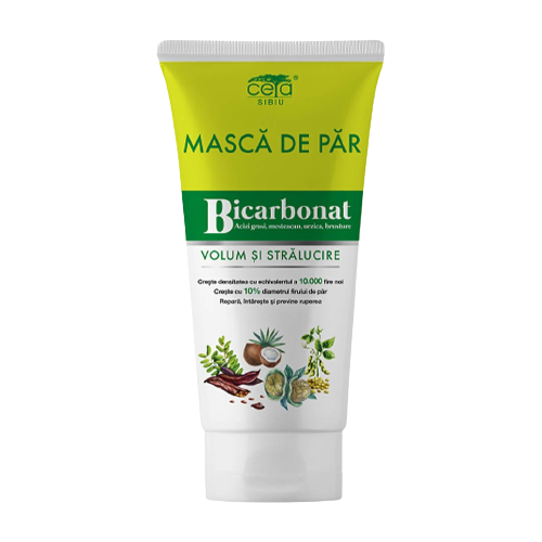 Volume and shine mask with bicarbonate, proteins, peptides, amino acids, walnut and coconut