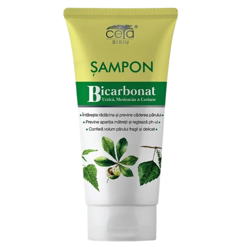 Shampoo with bicarbonate, phospholipids, nettle, birch and chestnut extracts