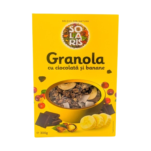 Granola with chocolate and bananas