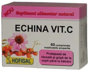 Echina VIT.C supplement by Hofigal: Boosts immunity, fights free radicals, supports respiratory and nervous systems. 60 tablets.