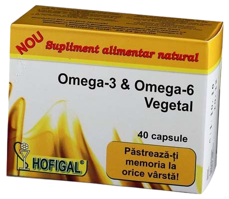 A box of omega 3 and omega 6 vegetable capsules - Optimal ratio, heavy metal-free, nourishes and maintains brain functionality, boosts children's intelligence.