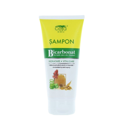 Moisturizing shampoo with bicarbonate, biolipids, honey, aloe and vitamine F